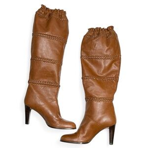 Coach Jae Soft Calf Slouch Leather Boots in Camel S-526 Sz 7.5